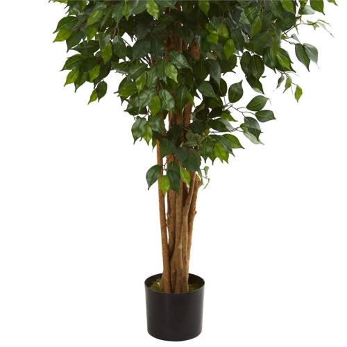 Nearly Natural 66" Ficus Artificial Tree with Several Trunks in Green/Black