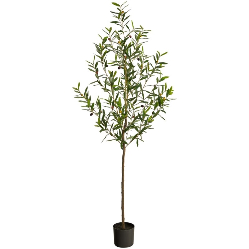 NEARLY NATURAL  72" Olive Artificial Tree With Faux Olives In Green/black