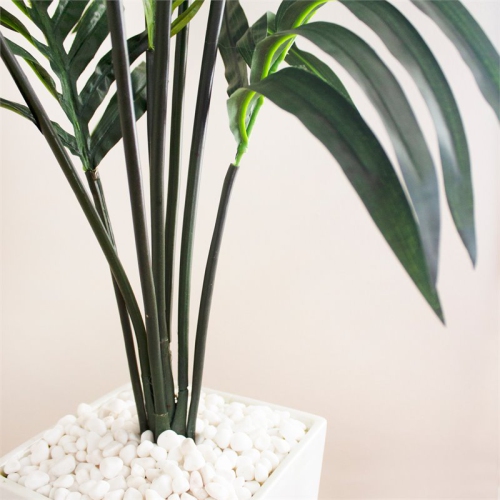Nearly Natural 54" Kentia Palm Artificial Tree in White Tower Planter