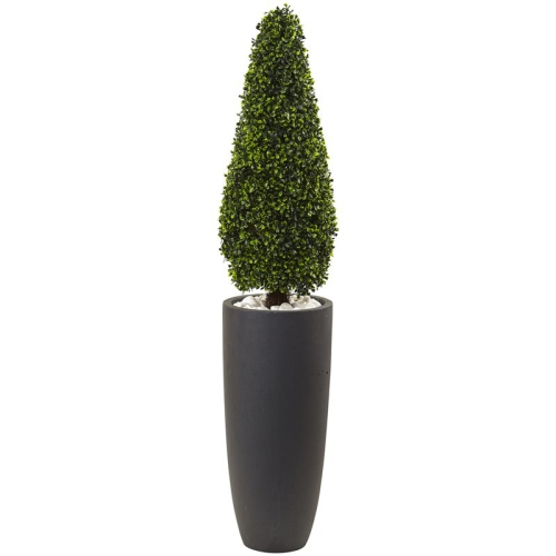 NEARLY NATURAL  Indoor/outdoor 50" Boxwood Topiary With Cylindrical Planter In Green/gray