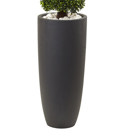 Indoor/Outdoor 50" Boxwood Topiary with Cylindrical Planter in Green/Gray