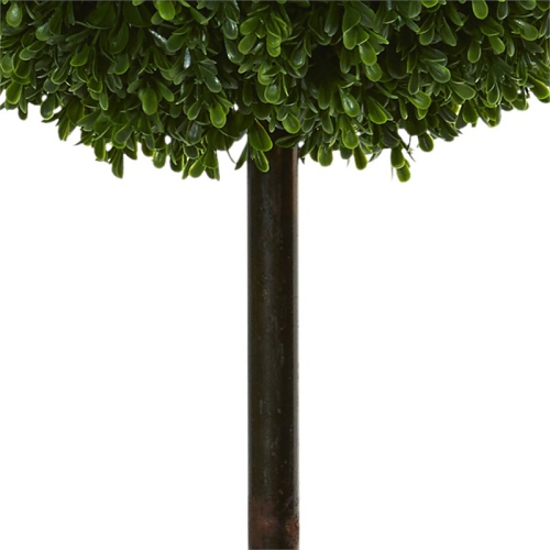Indoor/Outdoor 42" Boxwood Double Ball Artificial Topiary Tree in Green/Black