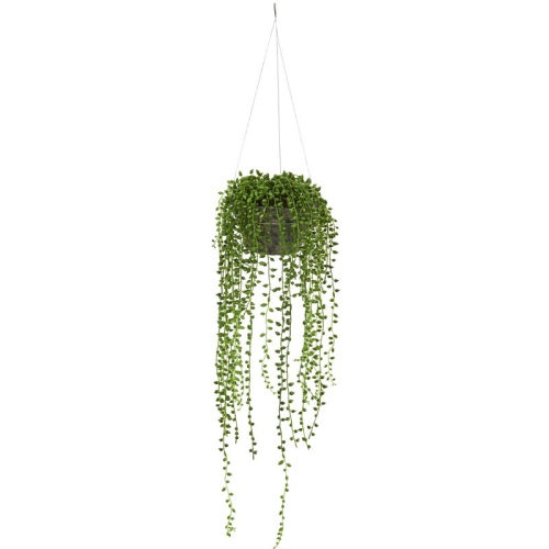 Nearly Natural String of Pearl Artificial Plant Hanging Basket in Green/Brown