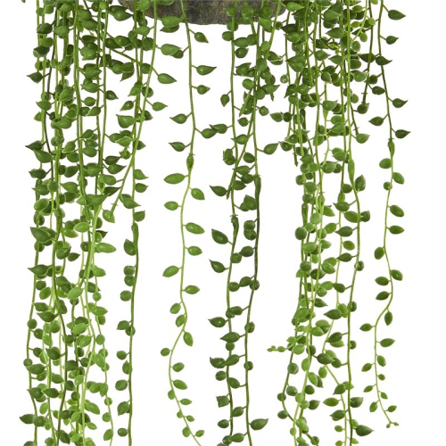 Nearly Natural String of Pearl Artificial Plant Hanging Basket in Green/Brown