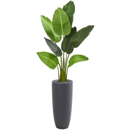 NEARLY NATURAL  66" Travelers Palm Artificial Tree In Planter In Green/ In Gray