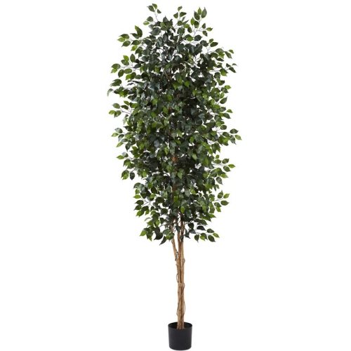 Nearly Natural 96" Ficus Tree with Over 1500 Leaves in Green/Black