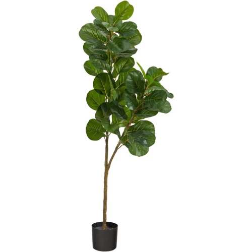 NEARLY NATURAL  66" Fiddle Leaf Fig Artificial Tree In Green/black