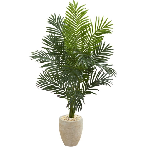 NEARLY NATURAL  66" Paradise Artificial Palm Tree In Colored Planter In Green/ In Sand