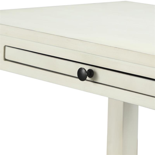 Newton Antique White Wood Storage Nightstand with a Drawer and Pull Out Tray