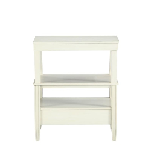 Newton Antique White Wood Storage Nightstand with a Drawer and Pull Out Tray