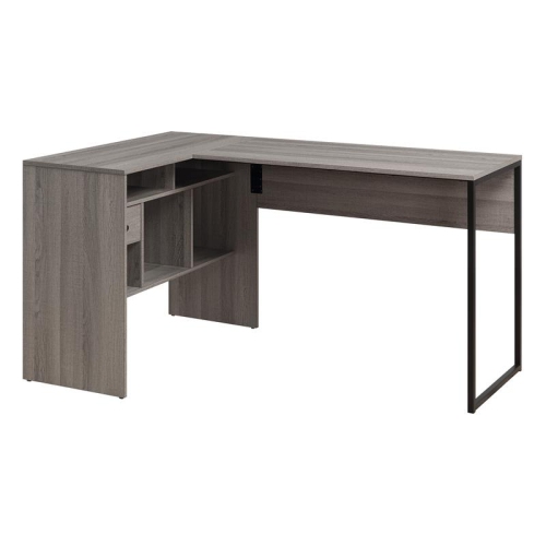 OSP HOME FURNISHINGS Hagney Lane L-Shape Desk In Farm Oak Gray Finish Pretty ok desk for cheap