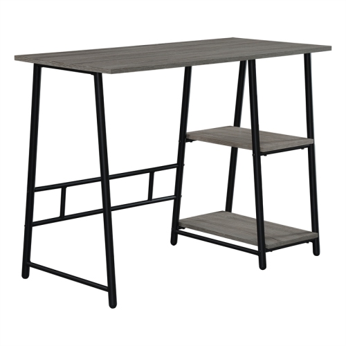 OSP HOME FURNISHINGS Frame Works 40-Inch Desk With Two Storage Shelves In Truffle Gray Finish