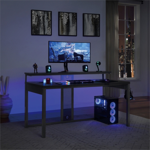 Adaptateur de bureau de jeu de 63 po en acier noir