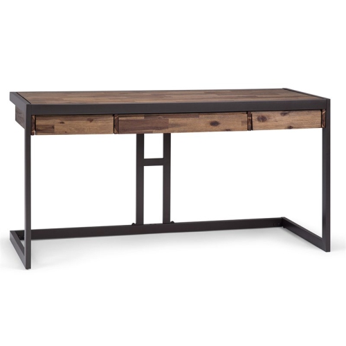 ATLIN DESIGNS  Solid Wood 2-Drawers Computer Desk In Rustic Natural Aged Brown