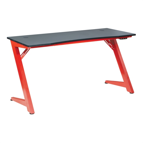 OSP HOME FURNISHINGS  Beta Battlestation Game Desk With Black Carbon Top And Matt Metal Legs In Red