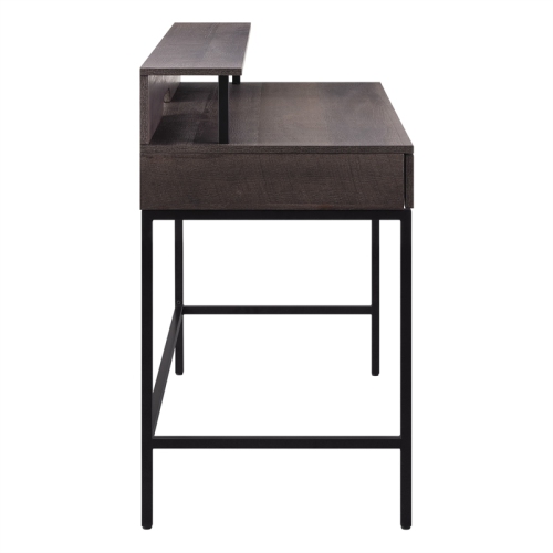 Contempo 40-Inch Desk with 2 drawers and shelf hutch in Brown Wood Grain Finish