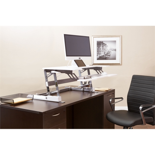 Multiposition Desk Riser in White finish with dual lift