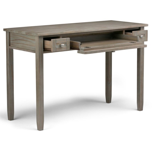 Atlin Designs Solid Wood 2-Drawers Warm Shaker Computer Desk in Distressed Gray