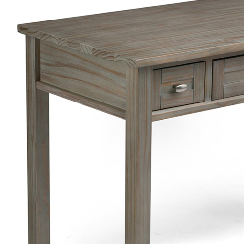 Atlin Designs Solid Wood 2-Drawers Warm Shaker Computer Desk in Distressed Gray