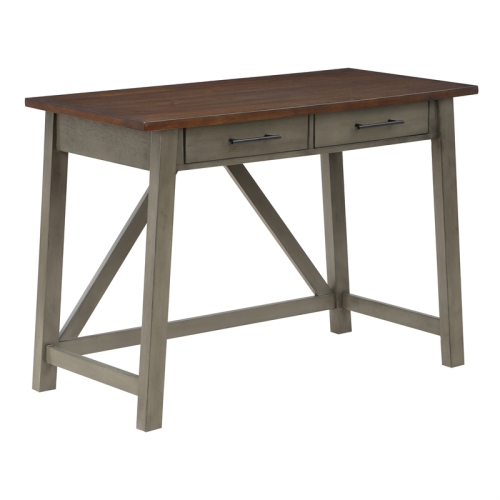 OSP HOME FURNISHINGS  Milford Rustic Writing Desk W/ Drawers In Slate Engineered Wood In Gray