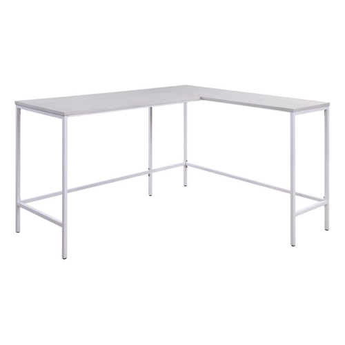 OSP HOME FURNISHINGS Contempo L-Shaped Desk In Campanula White Finish With Metal Steel Frame Great Desk