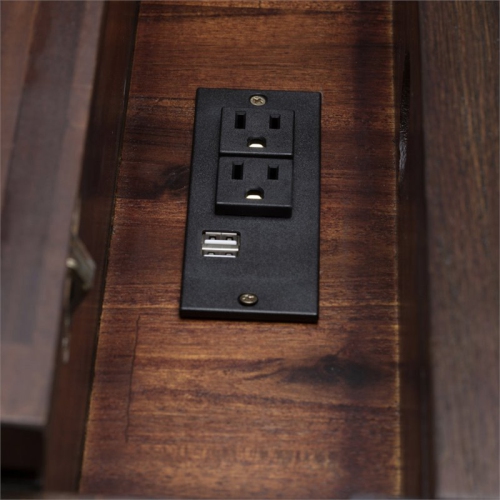 Scranton & Co Solid Wood Computer Desk in Distressed Charcoal Brown