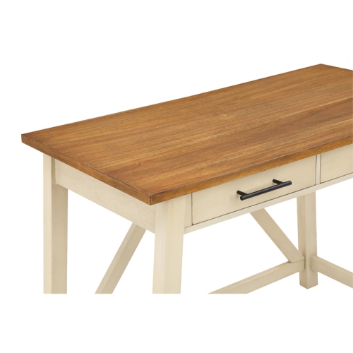 Milford Rustic Writing Desk w/ Drawers in Antique White Engineered Wood