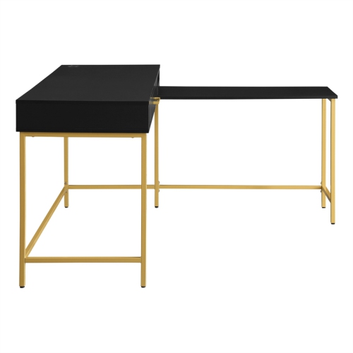 Modern Life Black L Desk Charger Drawer with Gold Metal Legs