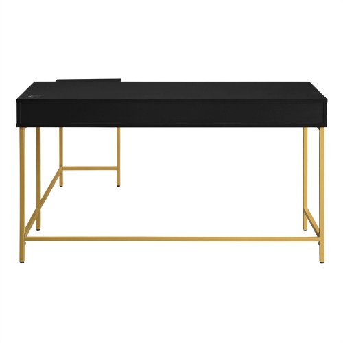 Modern Life Black L Desk Charger Drawer with Gold Metal Legs
