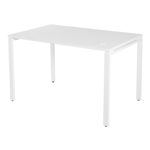 48" Writing Desk with White Laminate Top and White Finish Metal Legs