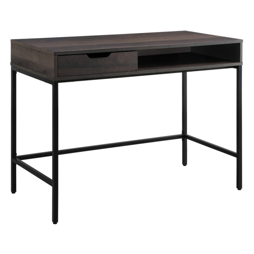 OSP HOME FURNISHINGS Contempo 40-Inch Desk With Drawer And Shelf In Brown Wood Grain Finish