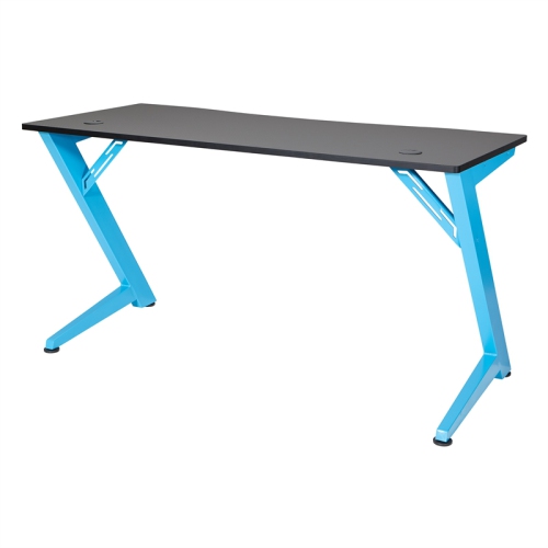 Beta Battlestation Game Desk with Black Carbon Top and Matte Blue Metal Legs