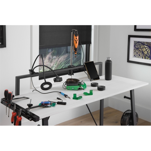 Tinker Desk in Light Gray Finish with Metal Legs by OSP Home Furnishings