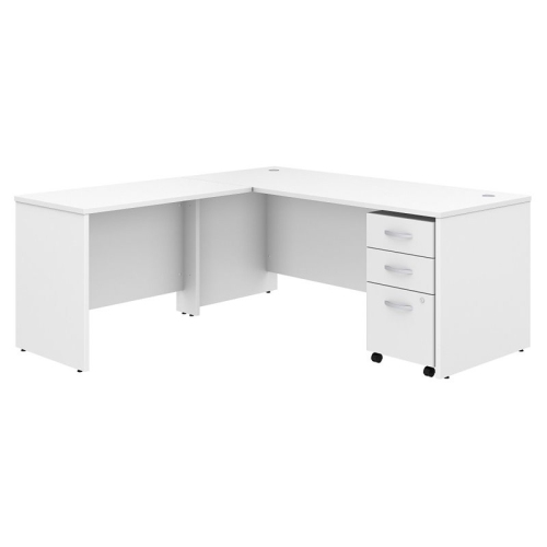 SCRANTON & CO  72" L Shaped Desk With File Cabinet In In White