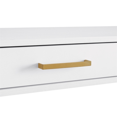 Modern Life White L Desk Charger Drawer with Gold Metal Legs
