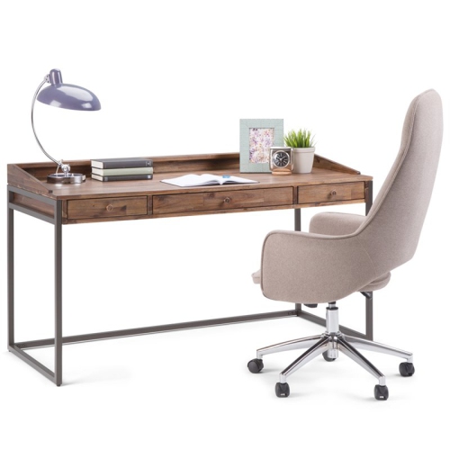 Scranton & Co Solid Wood Computer Desk in Rustic Natural Aged Brown