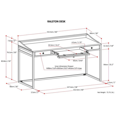 Scranton & Co Solid Wood Computer Desk in Rustic Natural Aged Brown