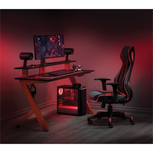 Bureau de jeu BattleStation pour jeux vidéo Zone 51 à pattes rouges mates