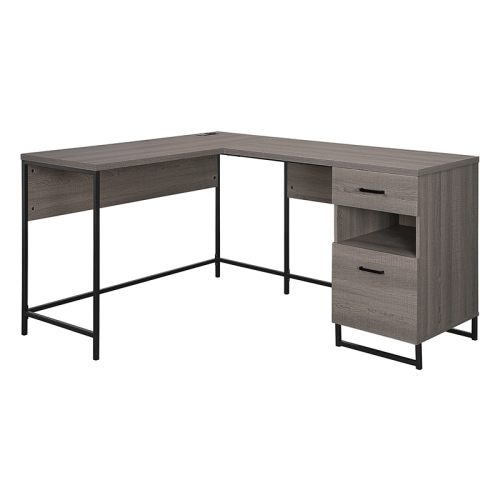 OSP HOME FURNISHINGS  Hagney Lane L-Shape Desk In Farm Oak Engineered Wood With Power And Storage Desks