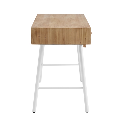 Riverbay Furniture Modern Wood and Metal Three Drawer Desk in White
