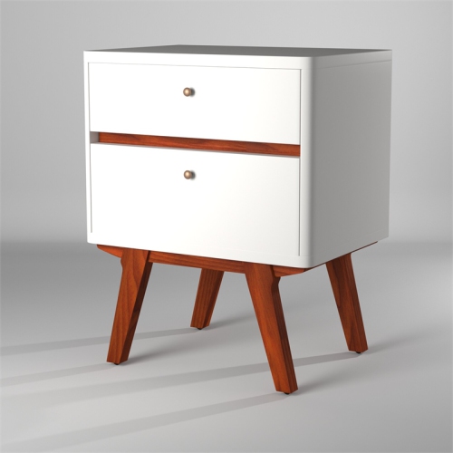Alpine Furniture Dakota Two Drawer Wood Nightstand in White