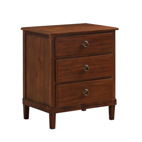 Cambridge Brown Wood 3-Drawer Nightstand