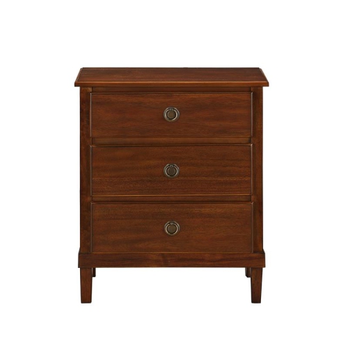 Cambridge Brown Wood 3-Drawer Nightstand