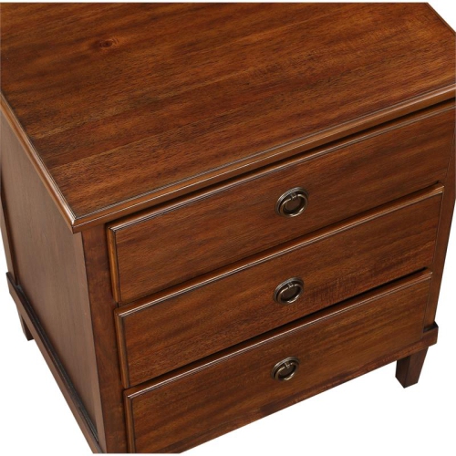 Cambridge Brown Wood 3-Drawer Nightstand