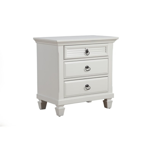 Alpine Furniture Winchester 3 Drawer Wood Nightstand in White