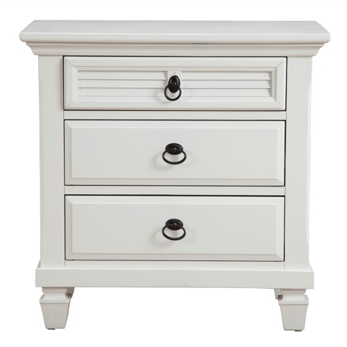 Alpine Furniture Winchester 3 Drawer Wood Nightstand in White