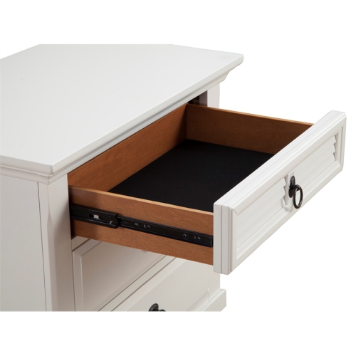 Alpine Furniture Winchester 3 Drawer Wood Nightstand in White