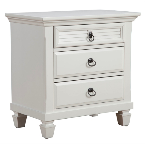 Alpine Furniture Winchester 3 Drawer Wood Nightstand in White