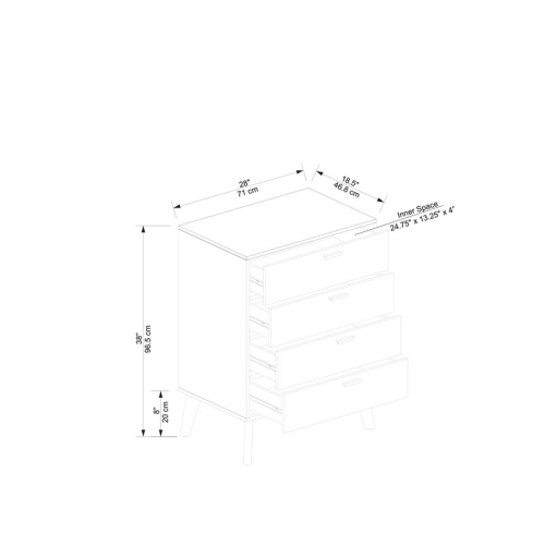 Riverbay Furniture Bristol 4-Drawers Wood Chest with Bronze Hardware - Brown