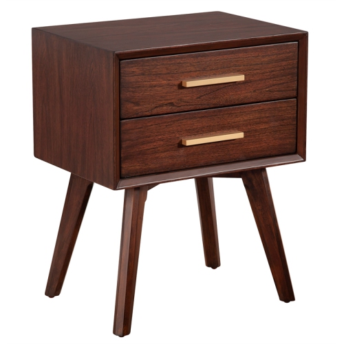 Alpine Furniture Gramercy 2 Drawer Wood Nightstand in Walnut